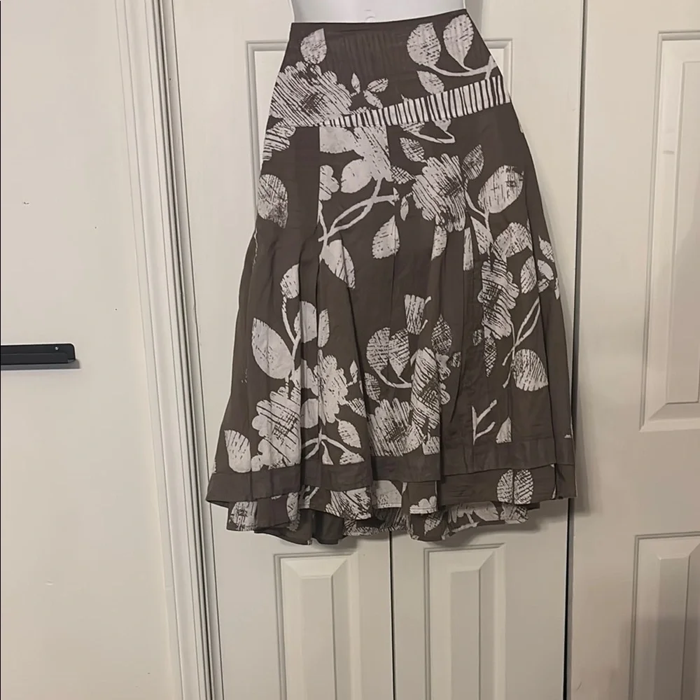 Animale Cotton Brown Tan A-Line Skirt - Picture 3 of 5